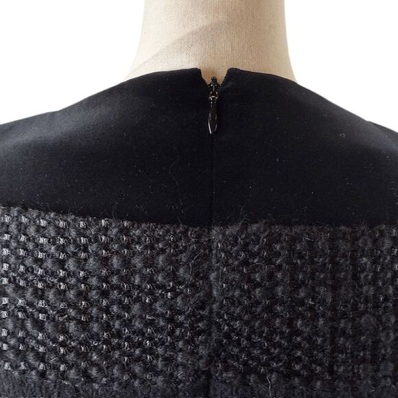 Piazza Sempione Textured Black Dress Velvet and Tweeded Back Zip Size 6 (IT 42) - Picture 7 of 16